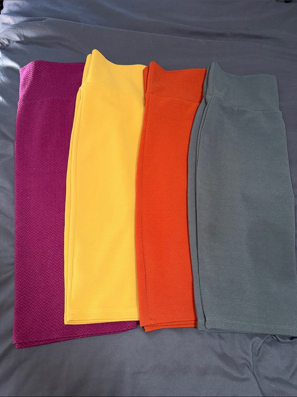 Colorful Knit Tube Skirts - Magenta, Yellow, Orange, Gray
